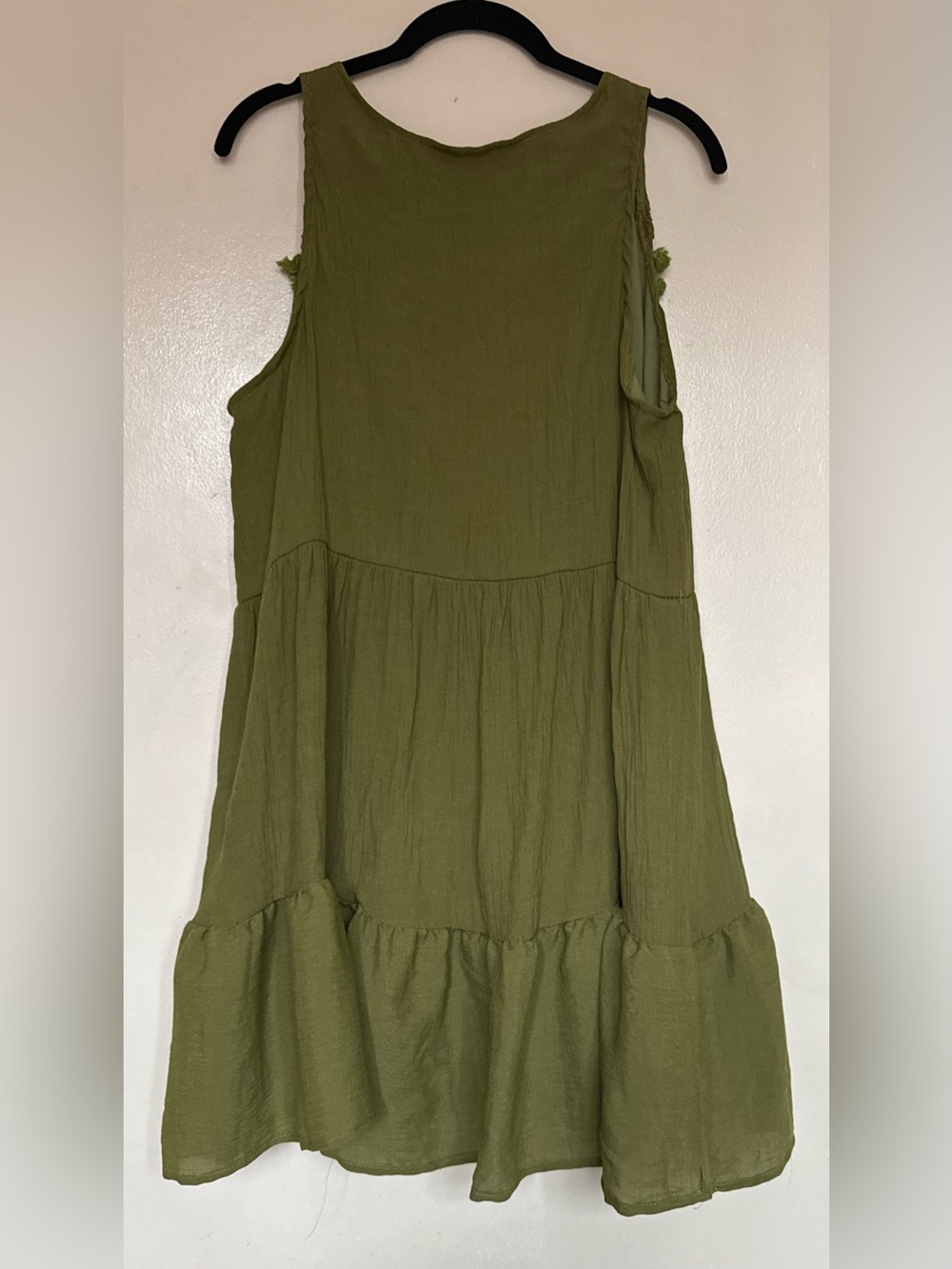 Leaving Soon 2 for $10 Boho Olive Green Tassel Crochet Tank Dress - Picture 3 of 3